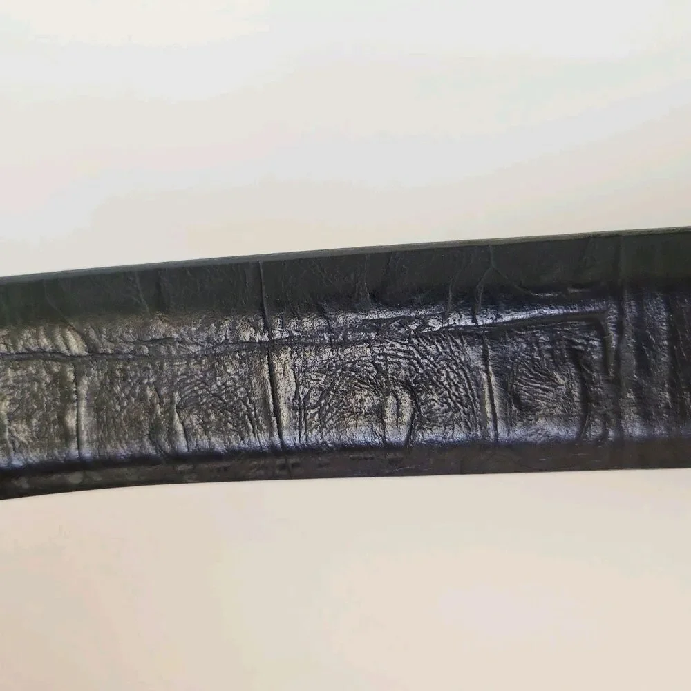 Johnston & Murphy Handcrafted Black Italian Leather Croc Embossed Belt